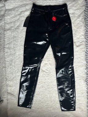 NWT Rag & Bone Vinyl Super High Rise Ankle Skinny Pants size 26